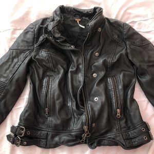 Free People Fitted and Rugged Leather Jacket
